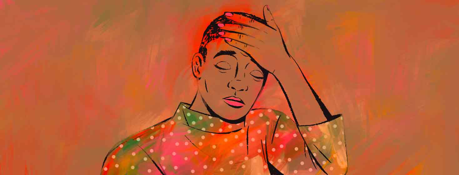 A black woman touches painful plaques around her hair and her scalp. stress, pain, frustration, hair care, sadness, fatigue, exhaustion adult Black female