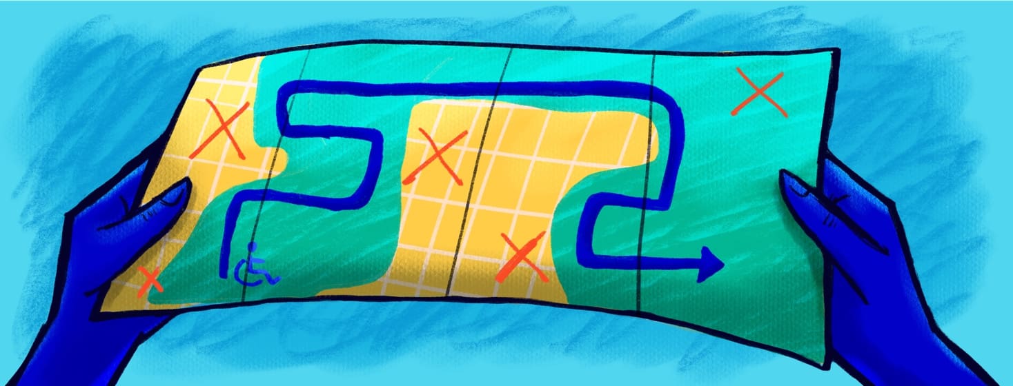 map showing best paths and areas to avoid