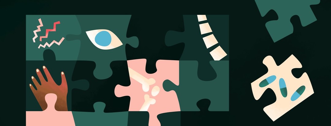 Puzzle pieces with different symptoms and some missing pieces
