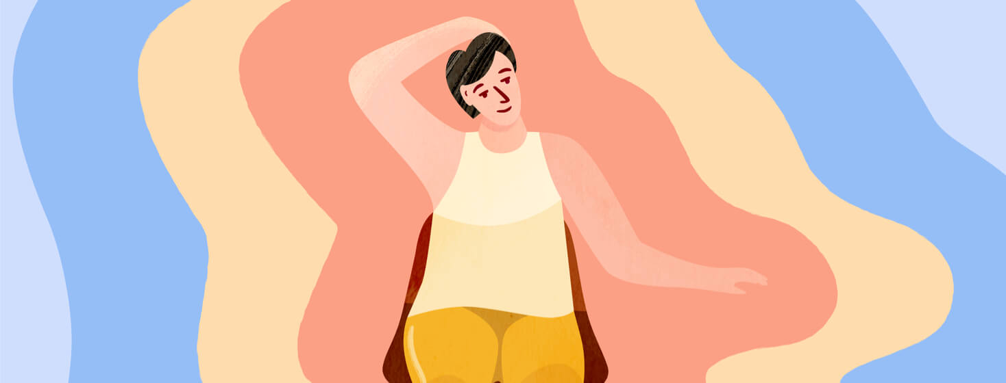 Woman doing a chair yoga pose