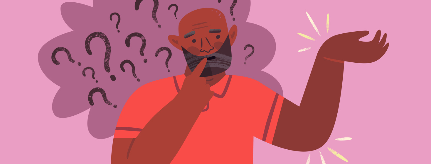 Questioning man examining his arm and wrist where he is experiencing new disease symptoms