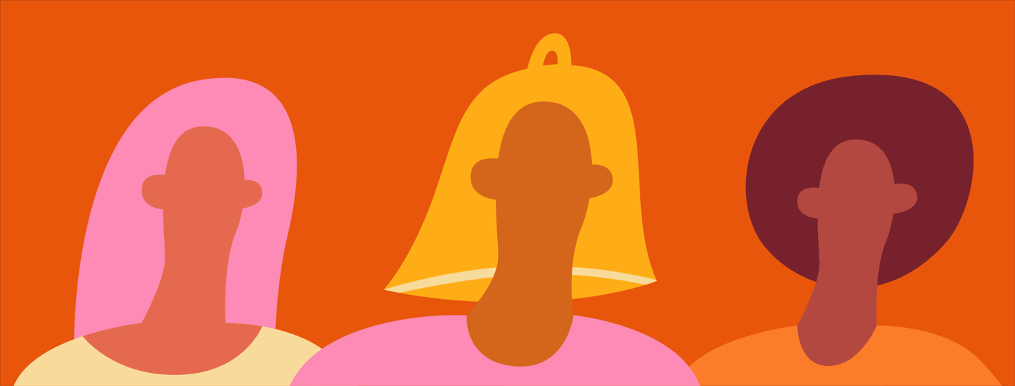 Person with hair shaped like a bell that is ringing repeatedly