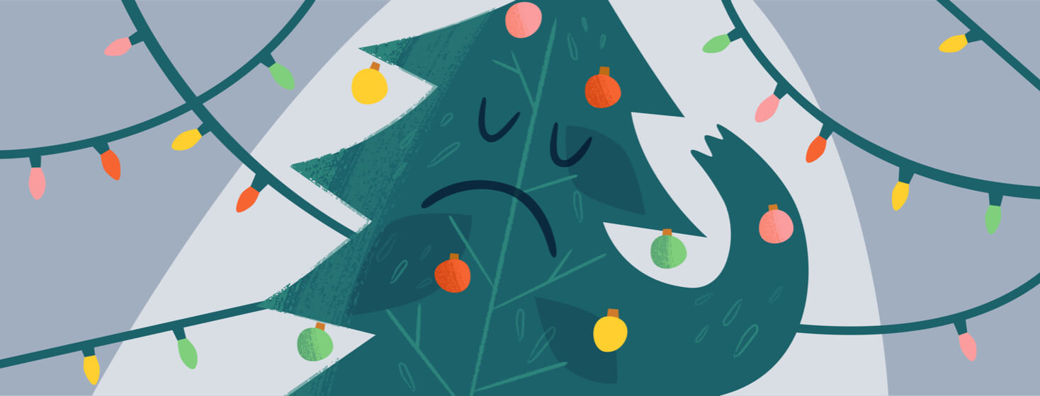 Christmas tree with a stressed out expression