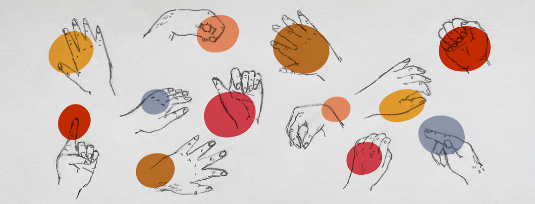Various hands with different pain points highlighted