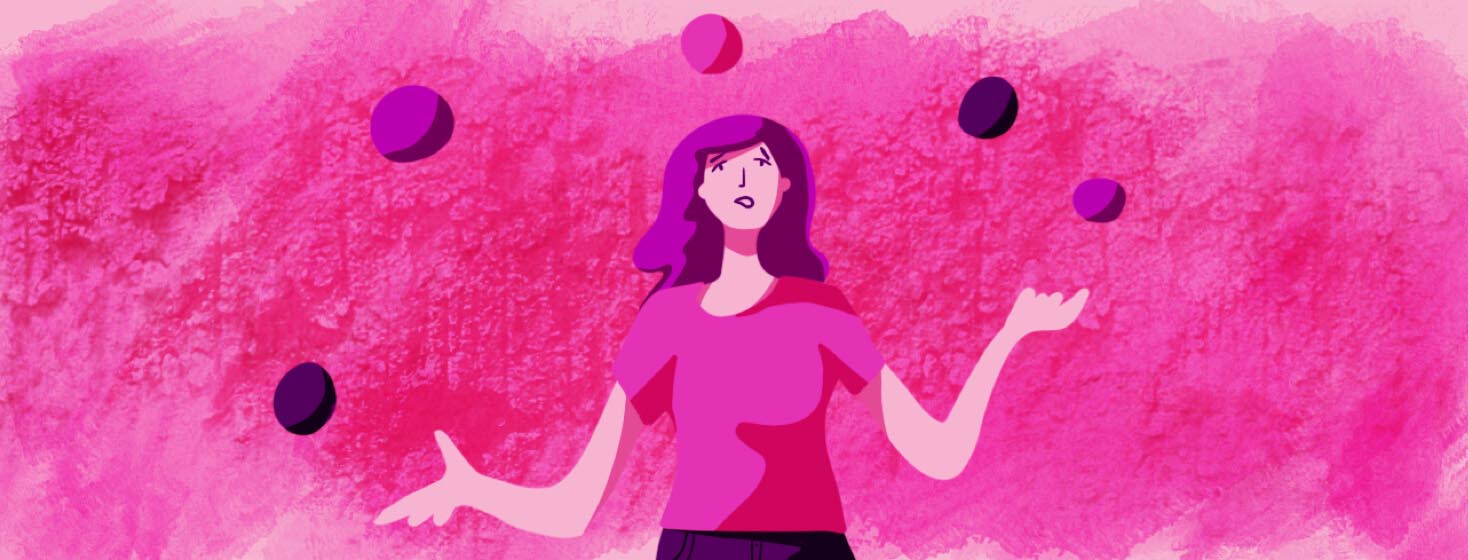 A woman juggles balls symbolizing her comorbid conditions